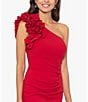 Color:Red - Image 4 - Scuba Crepe One Shoulder Ruffle Detail Sleeveless Dress