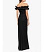 Color:Black - Image 2 - Stretch Ruffle Off-the-Shoulder Ruched Back Gown
