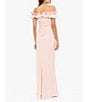Color:Blush - Image 2 - Stretch Ruffle Off-the-Shoulder Ruched Back Gown