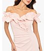 Color:Blush - Image 4 - Stretch Ruffle Off-the-Shoulder Ruched Back Gown