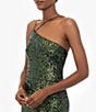 Color:Olive - Image 4 - Stretch Sequin Asymmetrical Neck One Shoulder Sleeveless Mermaid Gown