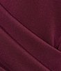 Color:Wine - Image 3 - Stretch V-Neck 3/4 Sleeve Pleated Draped Gown