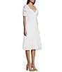 Color:Off White - Image 3 - 3/4#double; Sleeve Cut-Out Detail Chiffon Ruffle Midi Dress