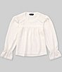Color:Ivory - Image 1 - Big Girls 7-16 Long Sleeve Textured Top
