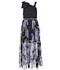 Color:Navy/Lavender - Image 1 - Big Girls 7-16 One-Shoulder Solid/Floral Overlay Walk-Thru Dress