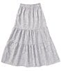 Color:White/Black - Image 1 - Big Girls 7-16 Printed Tiered Long Skirt