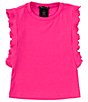 Color:Fuchsia - Image 1 - Big Girls 7-16 Ruffled-Shoulder Tank Top