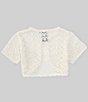 Color:Ivory - Image 2 - Big Girls 7-16 Short Sleeve Crocheted Cardigan