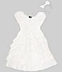 Color:White - Image 3 - Big Girls 7-16 Short-Sleeve Tiered Burnout-Chiffon Long Dress