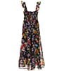 Color:Navy/Coral - Image 2 - Big Girls 7-16 Sleeveless Floral Tiered Maxi Dress