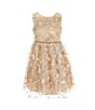 Color:Ivory/Gold - Image 1 - Little Girls 2T-6X Sleeveless Butterfly-Applique Fit & Flare Dress