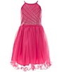 Color:Hot Pink - Image 1 - Little Girls 4-6X Sleeveless Rhinestone-Embellished-Bodice/Pleated Mesh Skirted Fit-And-Flare Dress