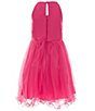 Color:Hot Pink - Image 2 - Little Girls 4-6X Sleeveless Rhinestone-Embellished-Bodice/Pleated Mesh Skirted Fit-And-Flare Dress
