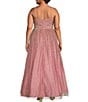 Color:Rose Gold - Image 2 - Plus Size Glitter V-Neck Sleeveless Ball Gown