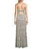 Color:Silver - Image 2 - Sequin Fringe Back Cut-Out Front Slit Long Dress