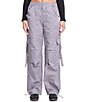 Color:Baby Grey - Image 1 - High Rise Drawstring Hem Relaxed Cargo Pants
