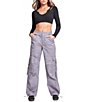 Color:Baby Grey - Image 4 - High Rise Drawstring Hem Relaxed Cargo Pants