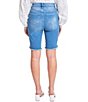 Color:Medium Blue - Image 2 - High Rise Frayed Hem Distressed Bermuda Shorts