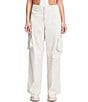 Color:Ecru - Image 1 - High Rise Relaxed Straight Leg Cargo Pants