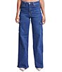 Color:Navy - Image 1 - High Rise Wide Leg Cargo Jeans
