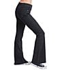 Color:Black - Image 3 - Low Rise Denim Belt Frayed Hem Flare Jeans