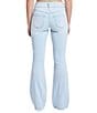Color:Light Blue - Image 2 - Low Rise Denim Belt Frayed Hem Flare Jeans