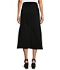 Color:Black - Image 2 - Md Rise Front Slit Frayed Hem Denim Skirt