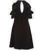 Color:Black - Image 2 - Big Girls 7-16 Cold-Shoulder Ruffled Fit-And-Flare Dress
