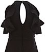 Color:Black - Image 4 - Big Girls 7-16 Cold-Shoulder Ruffled Fit-And-Flare Dress