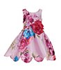 Color:Orchid Multi - Image 1 - Little Girls 4-6X Floral Printed Mikado Scallop Hem Dress