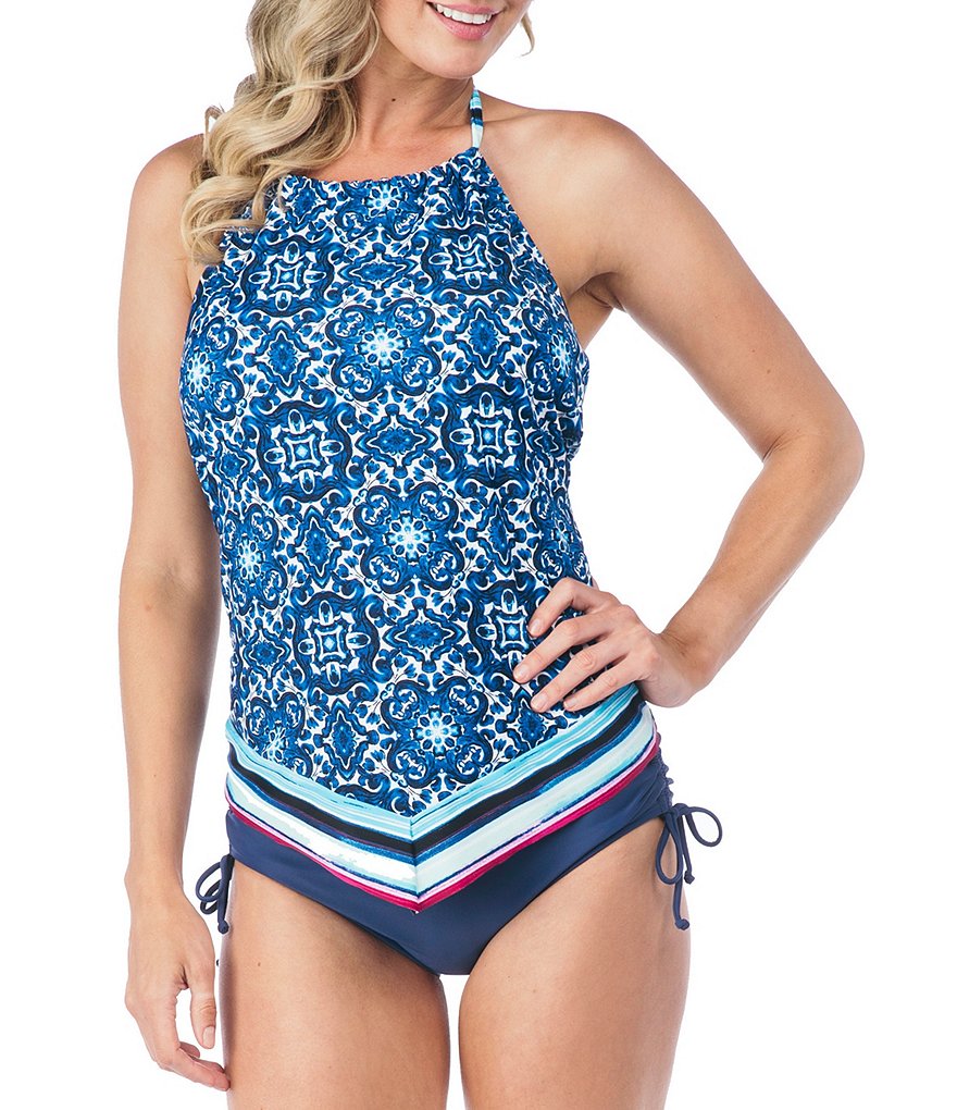 24th & Ocean Viva La Frida Handkerchief Halterkini Swimsuit Top