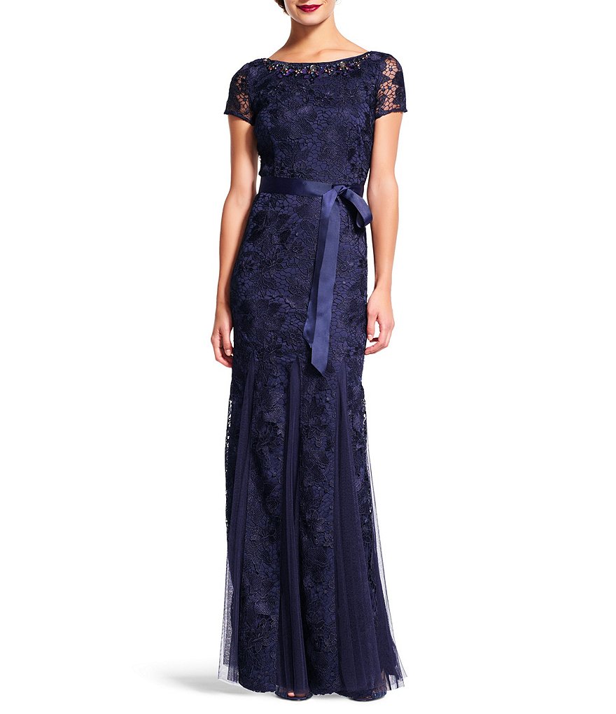 Adrianna Papell Beaded Lace Gown