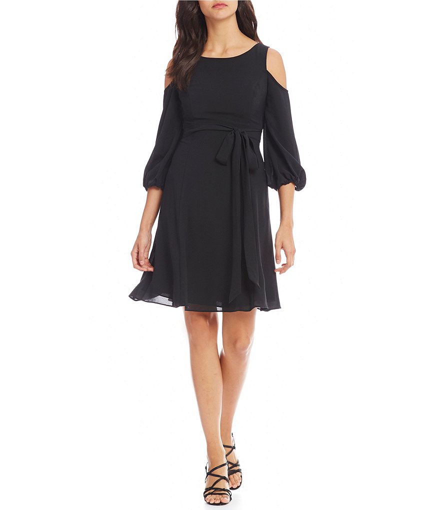 Adrianna Papell Cold Shoulder Crepe Shift Dress