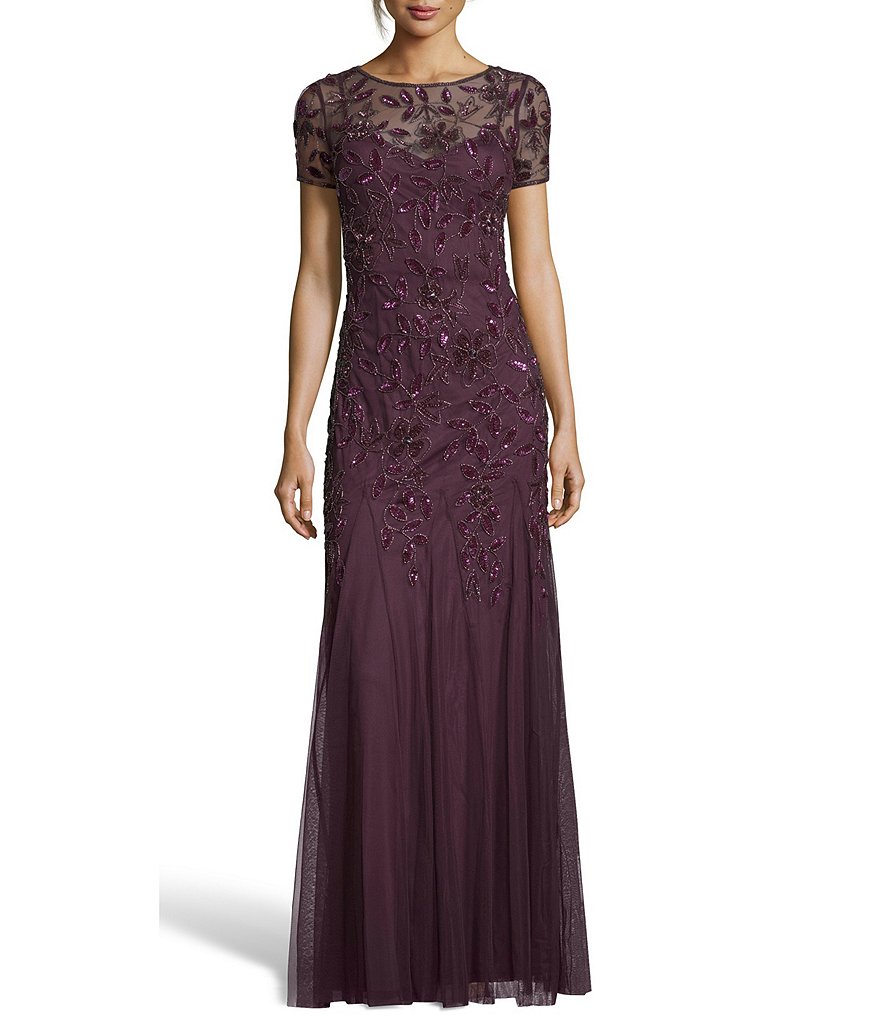 Adrianna Papell Floral Beaded Gown