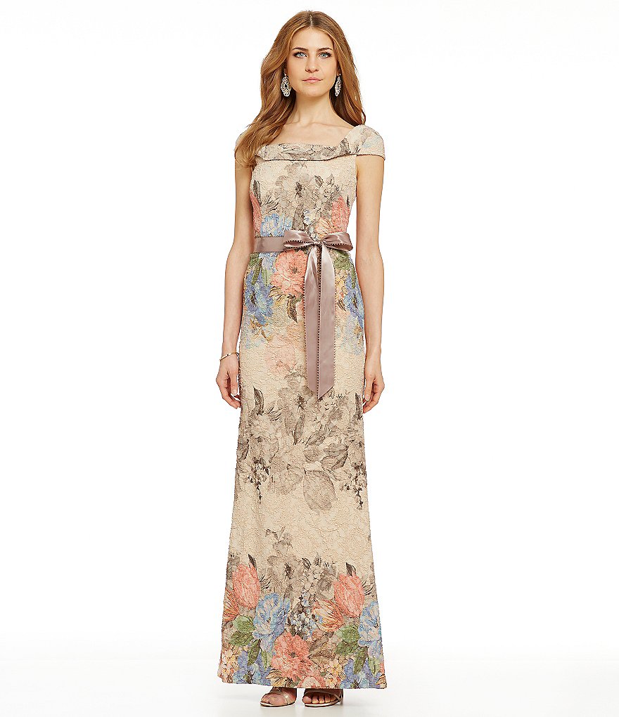Adrianna Papell Floral Jacquard Mermaid Gown