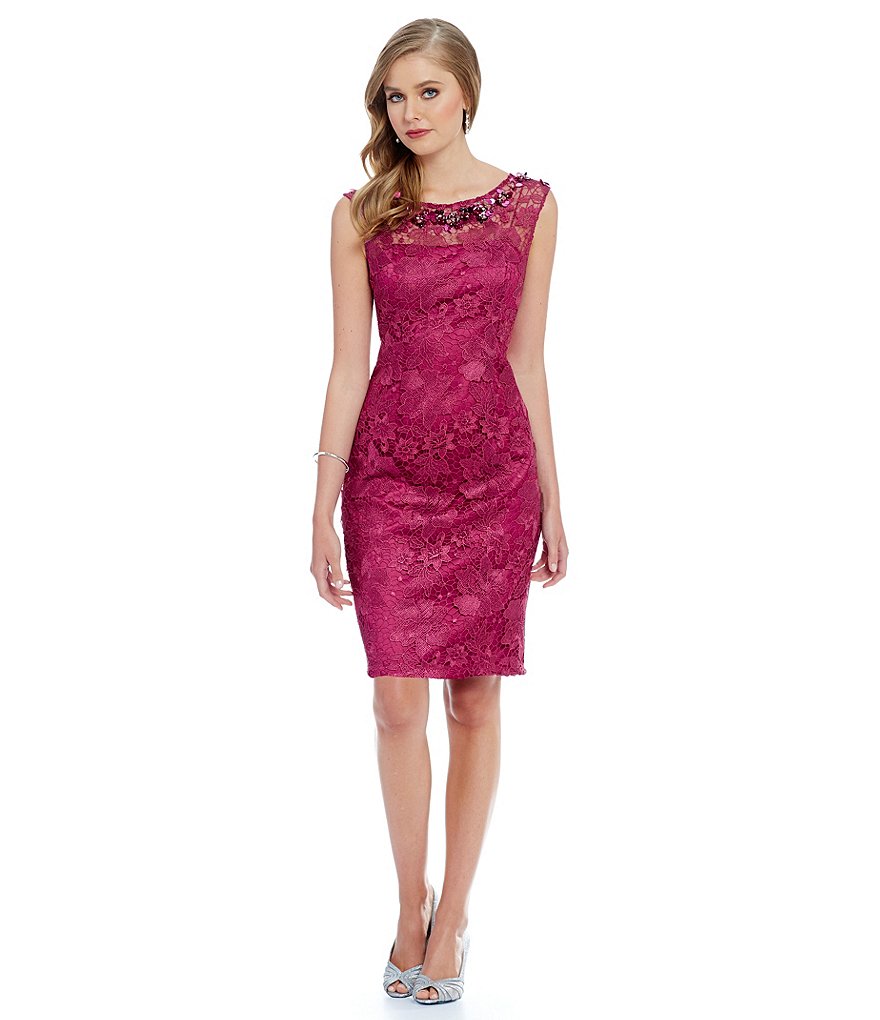Adrianna Papell Gold Lace Godet Gown