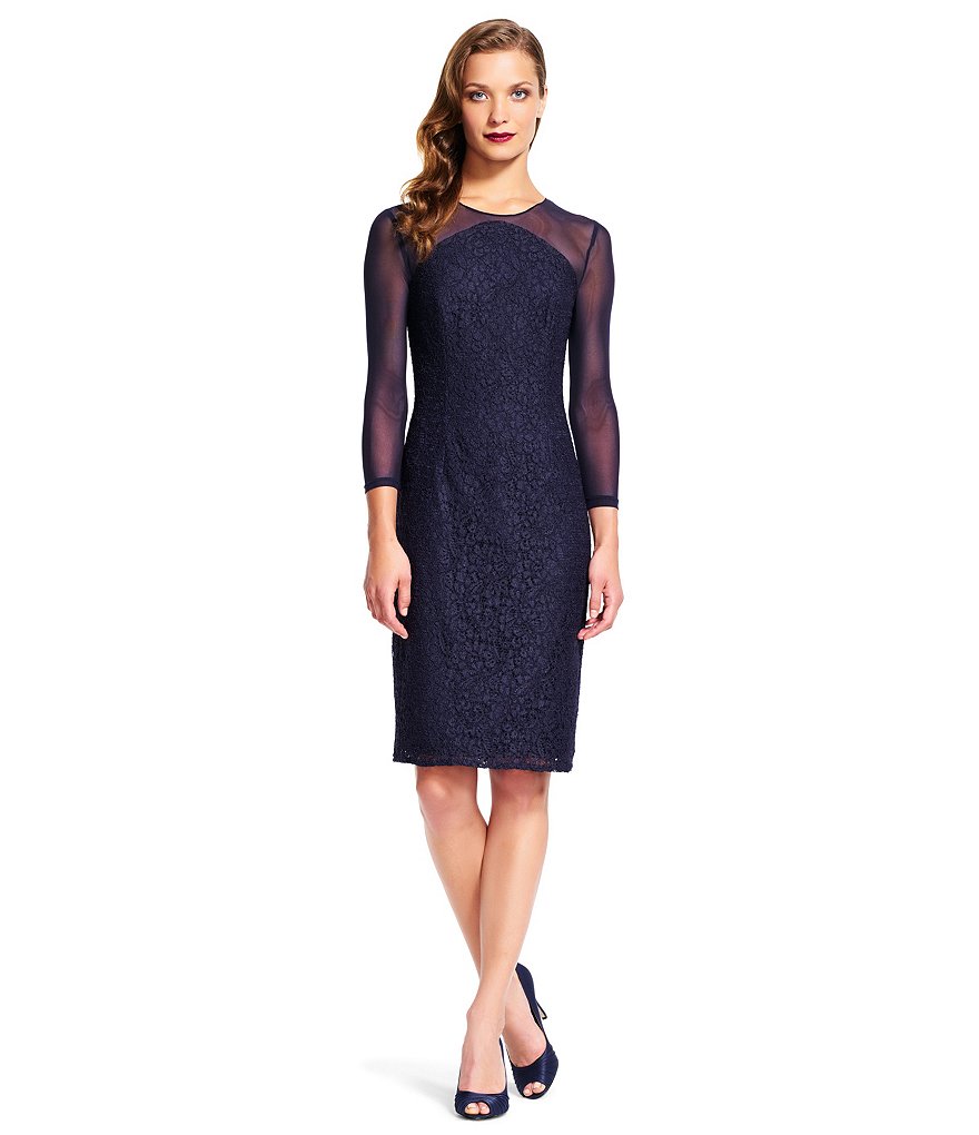 Adrianna Papell Illusion Neck Sheath Dress