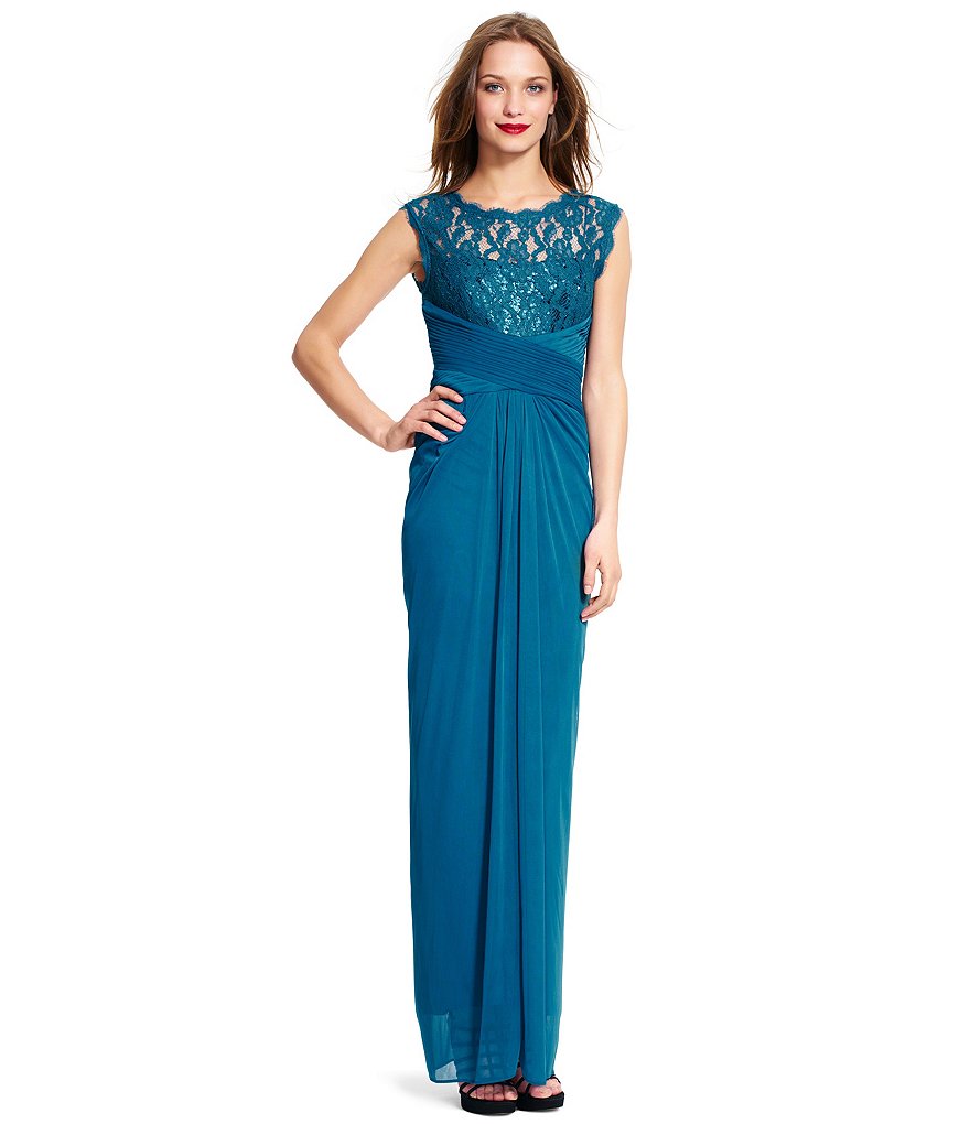 Adrianna Papell Lace Illusion Mesh Gown
