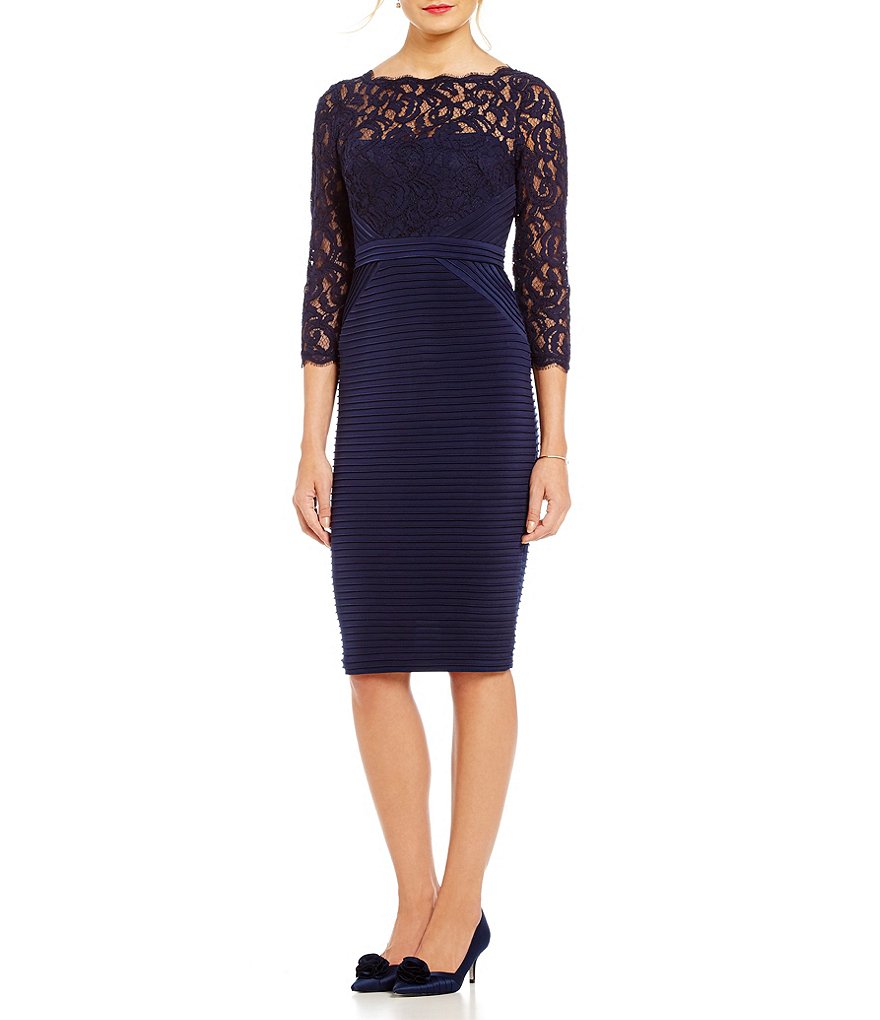 Adrianna Papell Lace Top Banded Sheath Dress