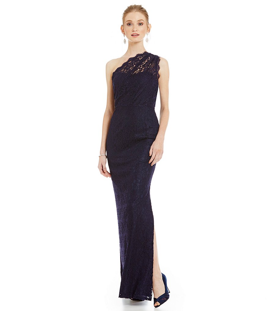 Adrianna Papell One Shoulder Lace Gown
