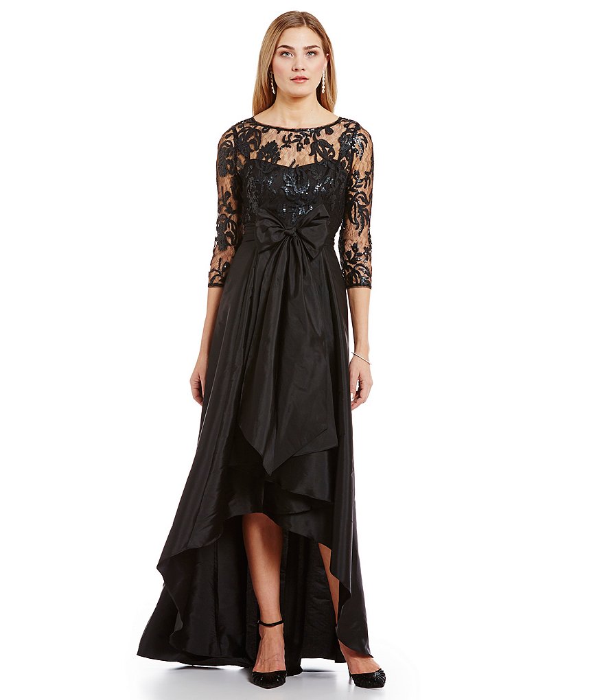 Adrianna Papell Petite Illusion Lace Bodice Gown