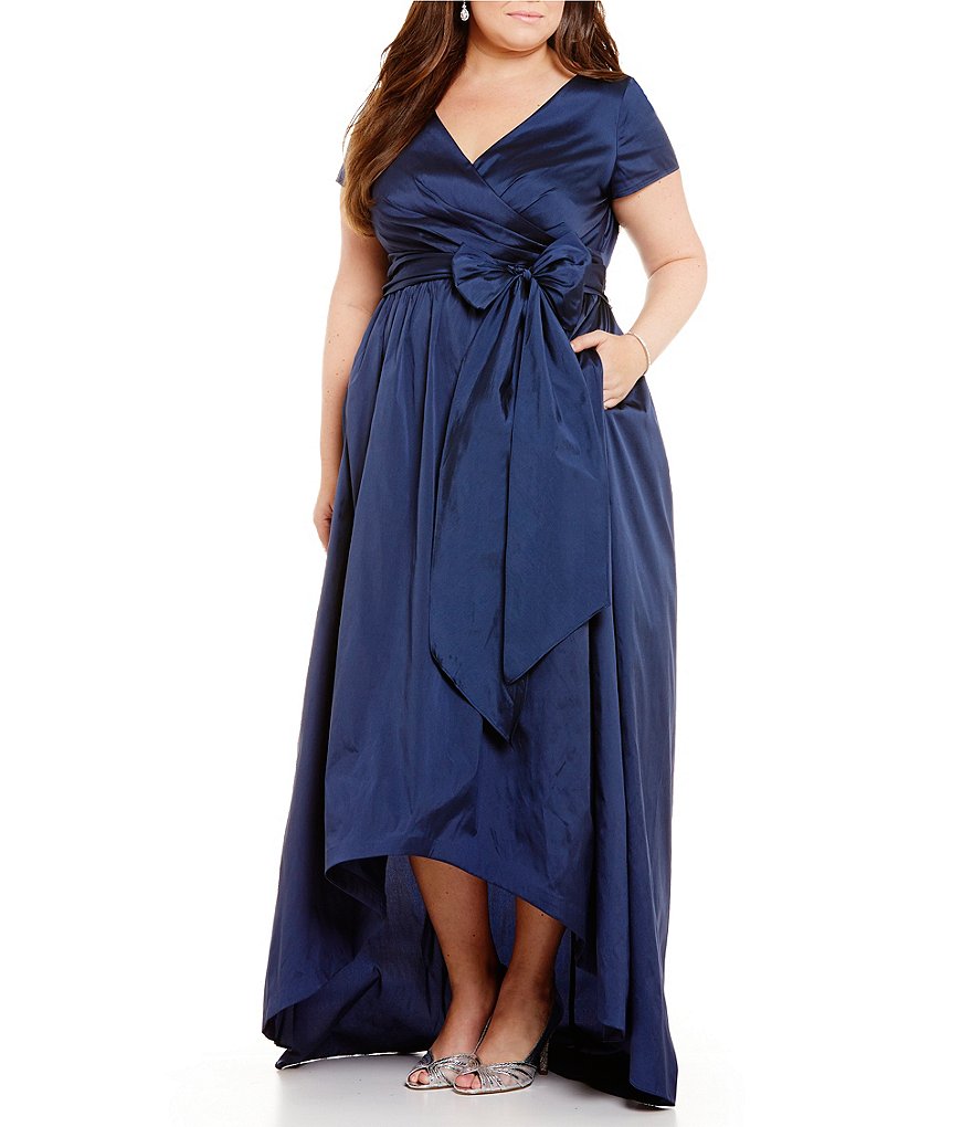 Adrianna Papell Plus Hi-Low Taffeta Gown