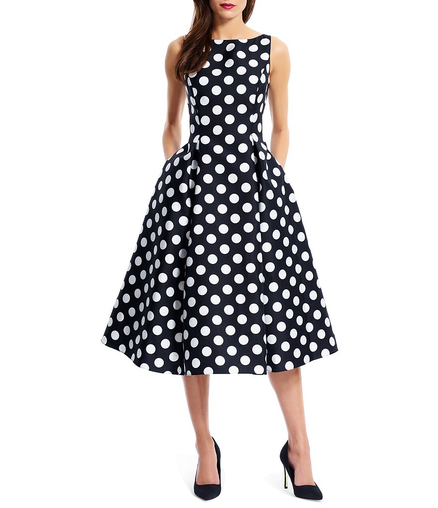 Adrianna Papell Polka Dot Mikado Dress