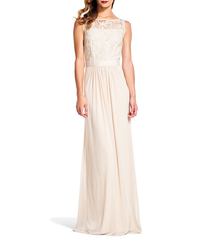 Adrianna Papell Sequin Lace Chiffon Gown