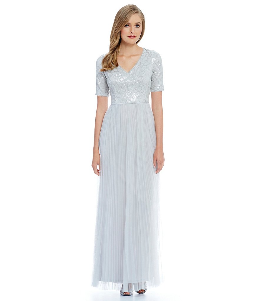 Adrianna Papell Sequin Wrap Ball Gown