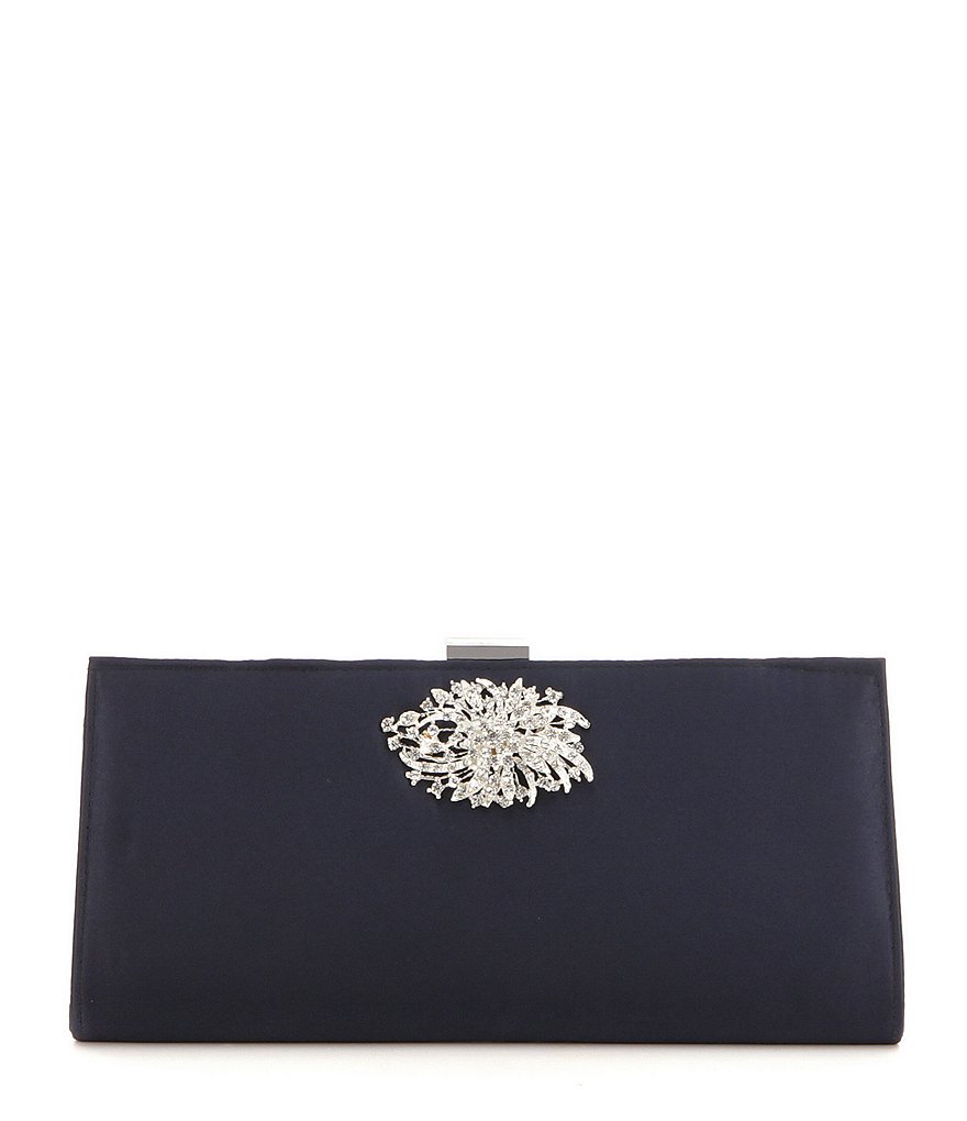 Adrianna Papell Stacee Brooch Satin Clutch
