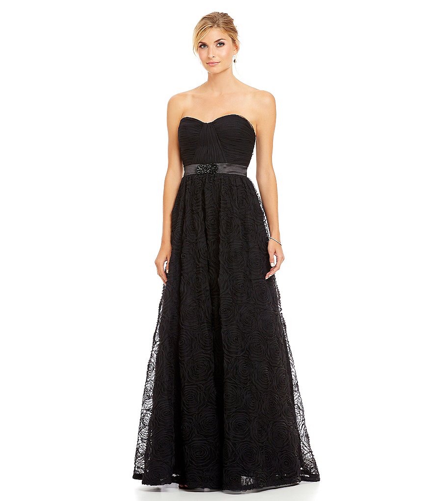 Adrianna Papell Strapless Rosette-Skirt Gown
