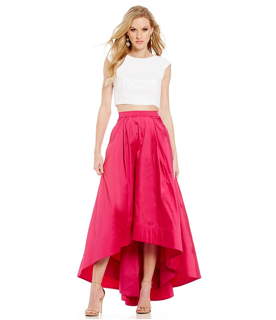 Aidan Aidan Mattox Sequined Two-Piece HI-Low Dress