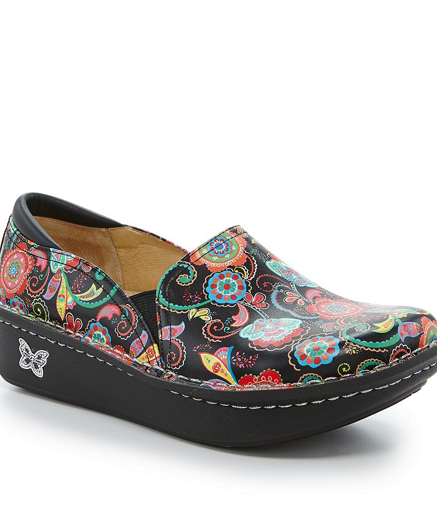 Alegria Debra Professional Stain-Resistant Patterned Leather Slip-On Clogs