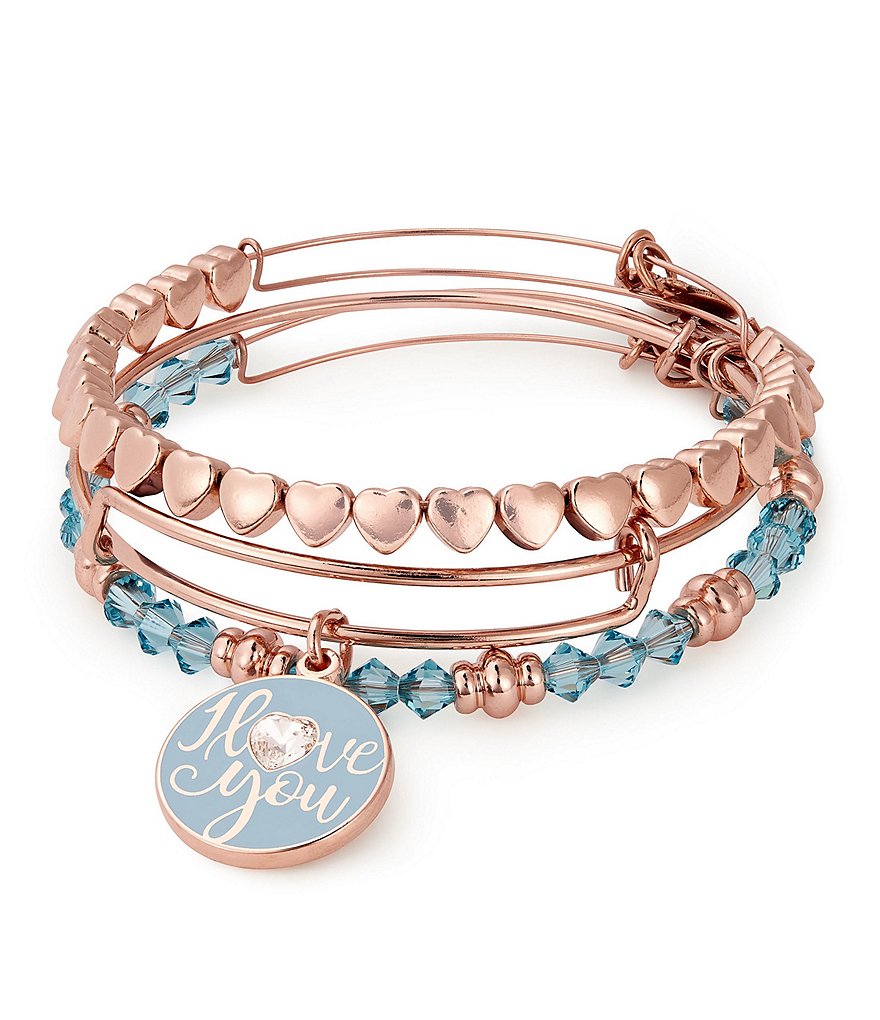 Alex and Ani I Love You 3-Piece Charm Bangle Bracelet Set